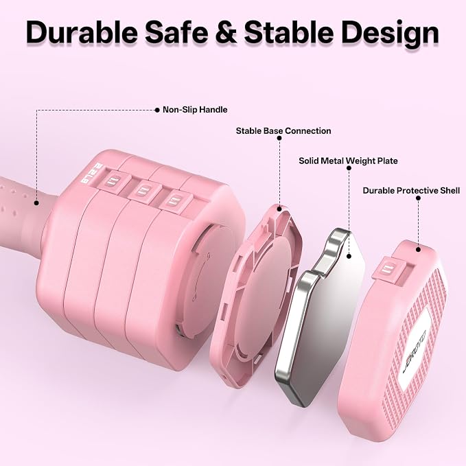 JOROTO 5-in-1 Adjustable Dumbbell Set, 8LB/11LB Pair Adjustable Weights for Women at Home, 1s-Adjust Dual Locking Stable Hand Weights with TPE Soft Handle, Home Gym, Rehab, Pilates, Yoga, Strength Training