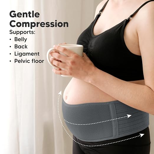 KeaBabies Pregnancy Belly Bands for Pregnant Women,1pk (Mystic Gray, M/L) | Soft, Breathable, Maternity Belly Support Band, Easy Adjustable Maternity Belt for Back, Pelvic Support, Comfortable