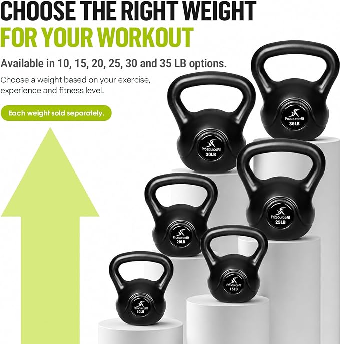 ProsourceFit Vinyl Plastic Kettlebell from 10, 15, 20, 25, 30 and 35 lbs