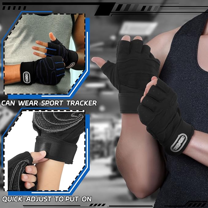 Fourluoo 3 Pairs Weight Lifting Gloves for Men Women, Gym Workout Gloves with Full Palm Protection, Breathable Anti-Slip Fitness Glove for Training, Cycling, Pull-ups, Medium
