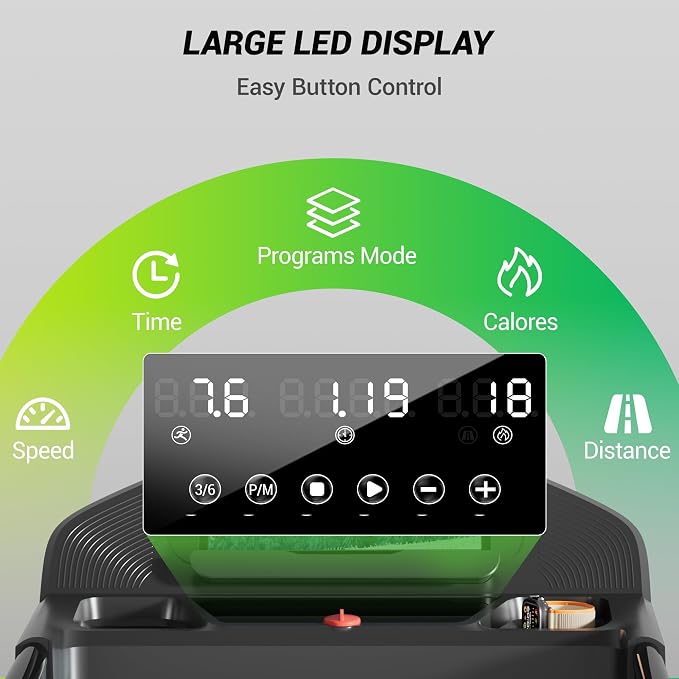 CURSOR FITNESS 16% Incline Treadmills for Home Small with 3 LED Displays, 3.0HP Foldable Walking Pad Treadmill Up to 400LBS Capacity, Portable Treadmill 0.6-7.0MPH
