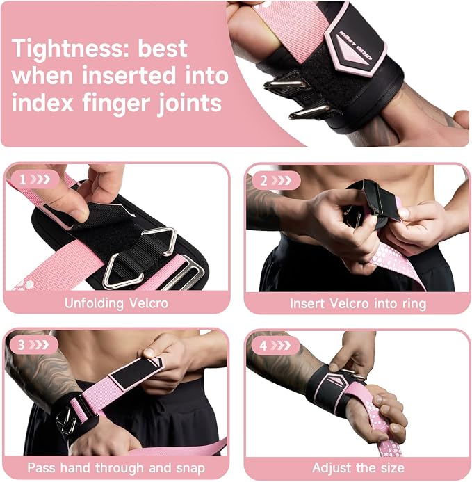 Drip Glue Non-Slip Wrist Straps for Weightlifting, 2-in-1 Lifting Straps with D Rings for Cable Machine Workout, 10mm Neoprene Padded Wrist Wraps for Weight Lifting Deadlift