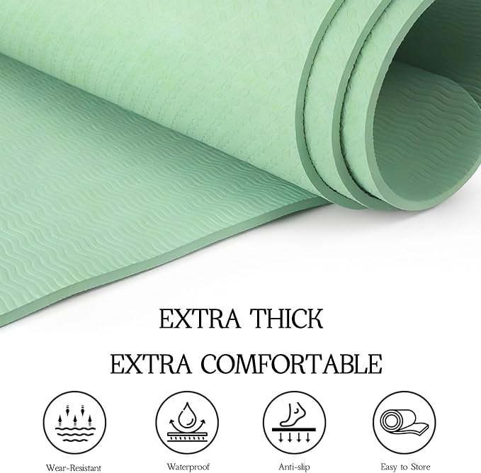 VTORY Extra Large Yoga Mat 6'x 4', (6mm /8mm), Thick Workout Mat | Non-Slip, Durable Exercise Mat for Home , Yoga, Pilates, Stretching