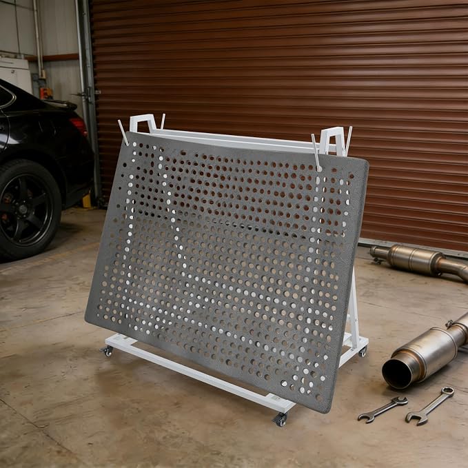 Floor Mat Drying Cart with Wheels, A-Shaped Heavy Duty Storage Rack, 100 Lbs Capacity for Gym, Yoga Studio, Home Use (Silver)