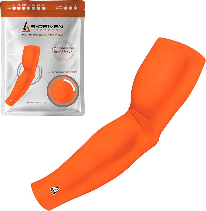 Pro-Fit Compression Arm Sleeve for Men, Women & Youth, Volleyball Baseball Basketball Weightlifting - Single