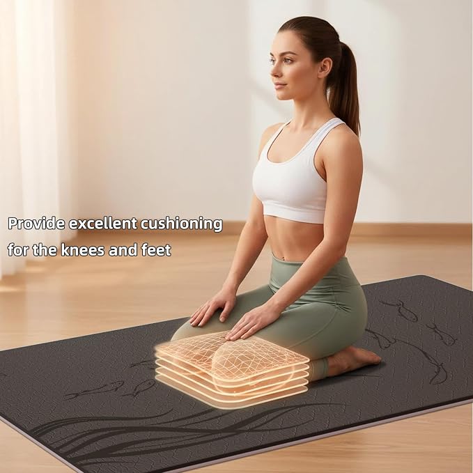 Extra Wide Yoga Mat 76"x40"x10mm TPE Non-Slip Fitness Exercise Mat | Thick 10mm Premium TPE, Extra Large for Pilates, Workout and Home Gym. Ideal for Men and Women