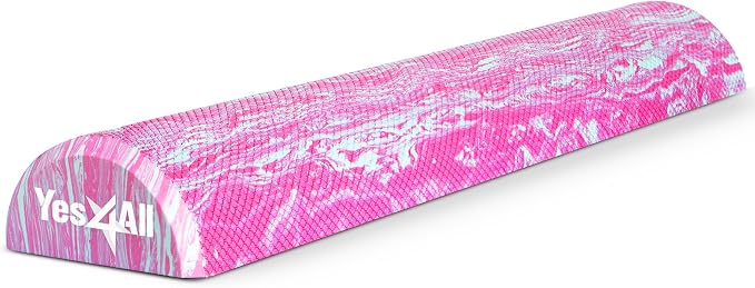 Yes4All EVA Firm Foam Roller for Stretching, Half Yoga Back Roller for Muscle Massage for Pilates, Yoga, Balance & Core Exercises - 12/36 inches