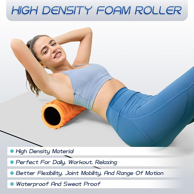 Krightlink Foam Roller for Deep Tissue Muscle Massage High Density 18" | Trigger Point Fitness Exercise Massage Roller Self-Myofascial Back Roller Release for Whole Body (Orange)