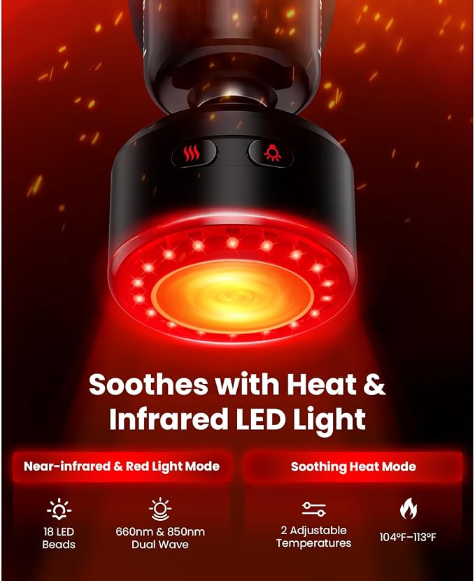 BOB AND BRAD Q2 Ultra Mini Massage Gun with Red Light Infrared Heating Head, Pocket-Sized Deep Tissue Massager for Muscle Therapy, HSA Portable Percussion Massage Gun for Pain Relief FSA Eligible