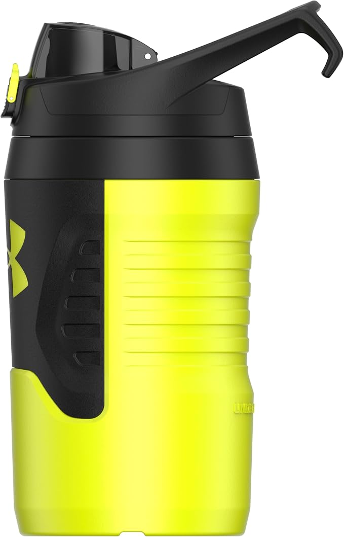 Under Armour 32 oz Insulated Water Bottles - Sports Water Jug with Fence Hook, Leak Resistant for Baseball, Football & More, 32 oz Insulated, Hi Vis Yellow/Black
