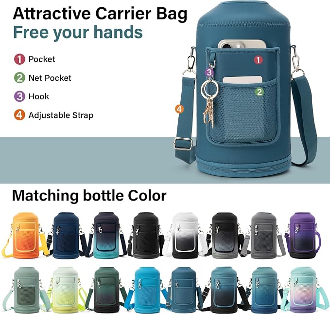 DYSANKY Gallon Insulated Water Bottle with Portable Carrier Bag for Outdoor