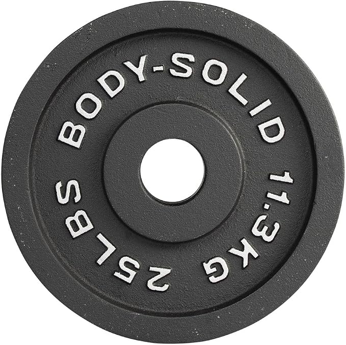 Body-Solid Cast Iron Olympic Single Weight Plate - Free Weights, Dumbbell Plates, 2 Inch Standard Hole for Barbell