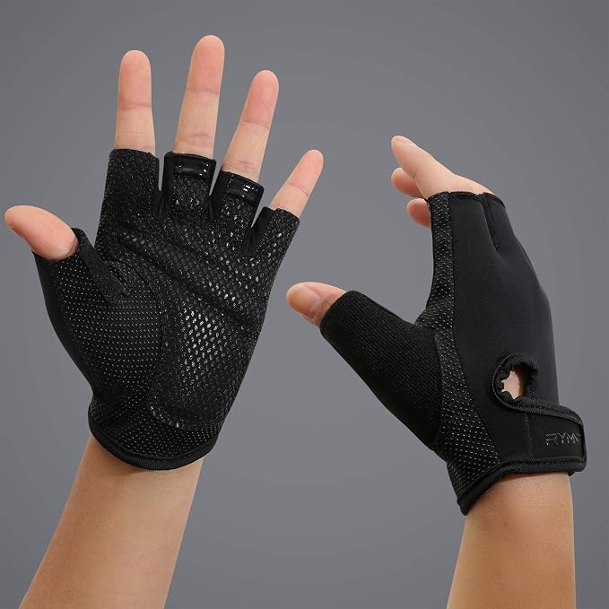 Workout Gloves for Women Men, Weight Lifting Gloves Padded, Full Palm Grip | Gym Grip Gloves for Weightlifting, Rowing, Exercise, Cycling, Dumbbells, Kettlebells, Home Work Out Equipment, Half-finger