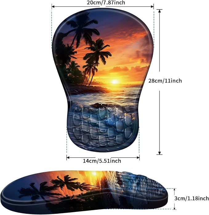 YIWEI Ergonomic Mouse Pad with Wrist Rest for Carpal Tunnel Pain Relief | Memory Foam Wrist Support,Non-Slip Rubber Base, Keyboard Computer Mousepad,Lycra Cloth Surface,Gaming Home Office