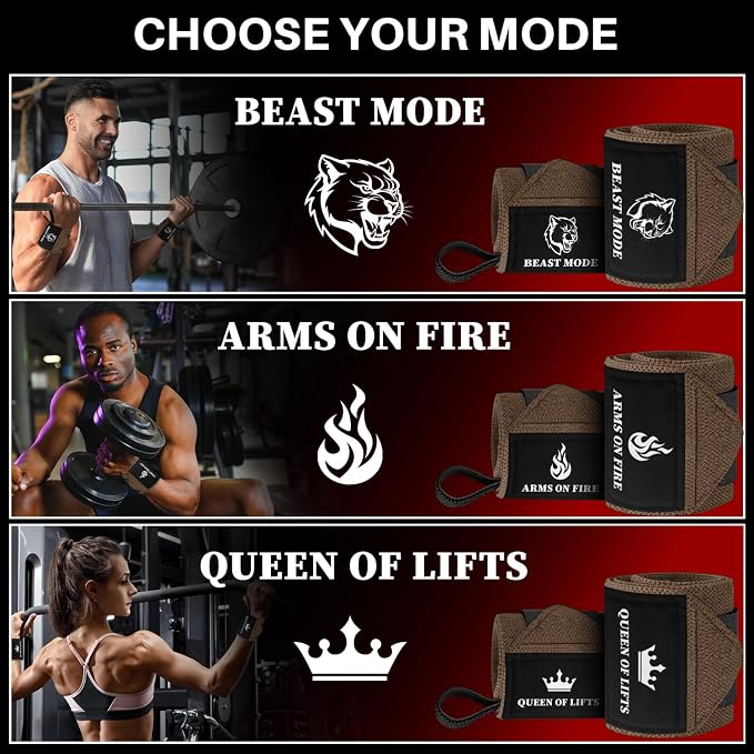 TECEUM Elastic Cotton Weightlifting Wrist Wraps with Thumb Loops, 1 Pair