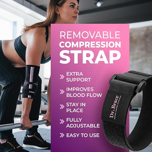 DR. BRACE® Elite Elbow Brace Support, Breathable Elbow Compression Sleeve with Gel Pad for Golfer's, Tennis Elbow & Tendonitis Treatment & Pain Relief