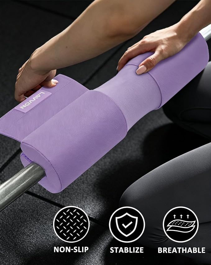 Barbell Squat Pad Set- Nylon Padding AntiSlip- Thick Foam Hip Thrusts Pads | Bench Press/Lunges/Bar Squats Padding Cushion -Standard Olympic Weight Bar Pad(Wrist Straps Weightlifting-Ankle Straps)