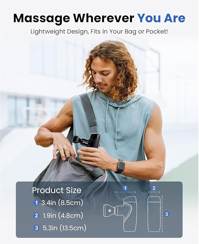 BOB AND BRAD M7 Plus Mini Massage Gun with Heat, FSA Eligible & HSA Approved Deep Tissue Percussion Massager for Back & Neck Stiffness - Portable, Quiet, Ultra-Lightweight