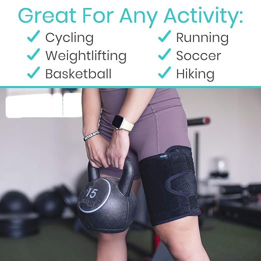Vive Thigh & Hamstring Compression Sleeve Brace for Men & Women (2 Pack) | Pain Relief Support Wrap for Sciatica, Hip Flexor, Groin, Leg, Upper Thigh - Quick Results & Sciatic Nerve Recovery (Black)