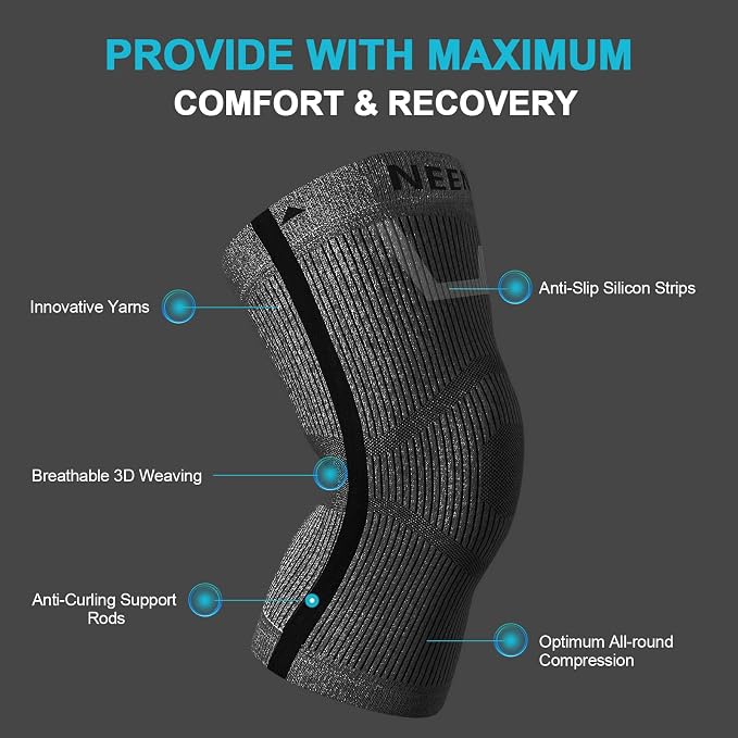 NEENCA Knee Sleeve – Knee Braces for Knee Pain, Joint Pain Relief, Swelling, Inflammation Relief, and Circulation, Knee Support for Women and Men (Black, XX-Large)