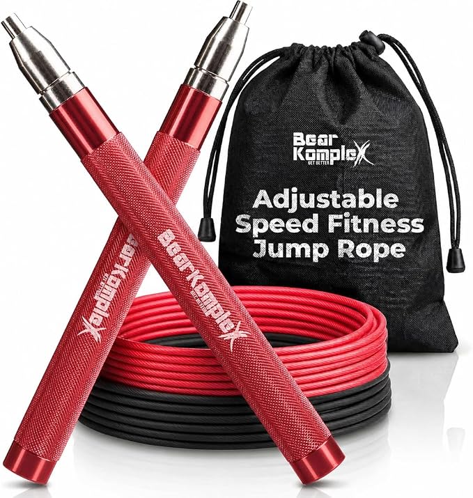 Bear KompleX Speed Jump Rope - Adjustable Tangle-Free Skipping Rope, Lightweight Handles, Smooth 360° Swivel Bearings, 2 Steel Cables, Free Carrying Case