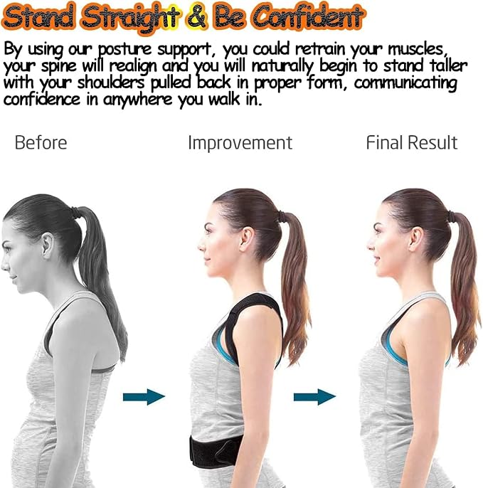Posture Corrector for Women and Men, Adjustable Back Straightener Posture Corrector,Upper Lower Back Brace Support Belt for Men Women Body Neck Shoulder Trainer (XXL, Grey)