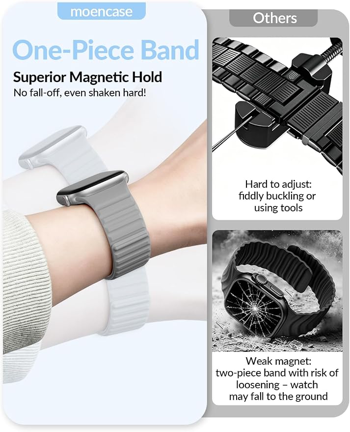 Patented Magnetic Silicone Sport Band for Apple Watch Bands for Women Men | Soft Silicone Solo Loop 40mm 38mm 41mm 44mm 45mm 42mm 49mm, Sport Strap for iWatch Series 11 10 9 8 7 6 5 4 3 2 1 SE Ultra