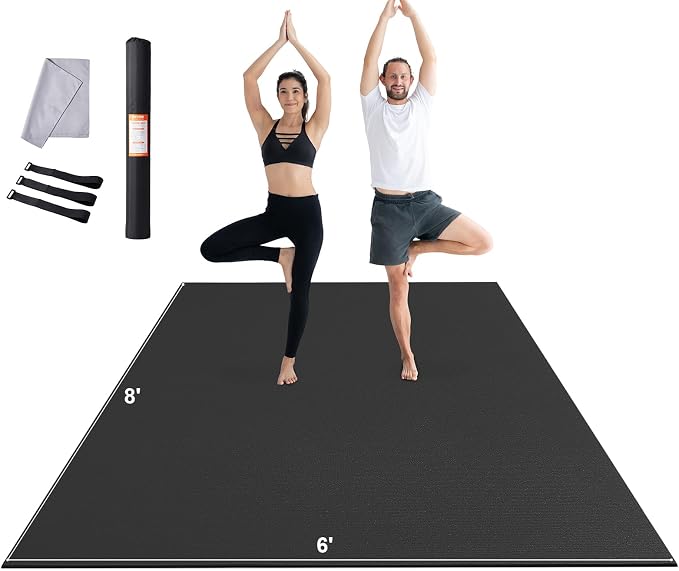 VEVOR Large Exercise Mat, 12'x6'/10'x6'/9'x6'/8'x6'/8'x5'/7'x5'/6'x4' (7mm) Extra Thick, Non Slip High Density Premium Workout Mat, Exercise Yoga Mat for Men & Women, Fitness & Exercise Mat with Bag & Carry Strap, for All Types of Home Yoga, Pilate & F...