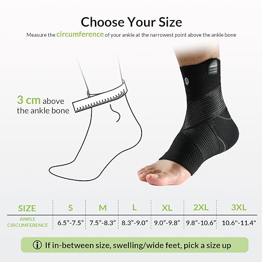 ZOELION Ankle Brace Compression Support with Removable Fishnet Strap, 3D Knit Plantar Fasciitis Relief Achilles Tendonitis Brace, Ankle Compression Sleeve for Pain Relief & Injury Healing, Black/S