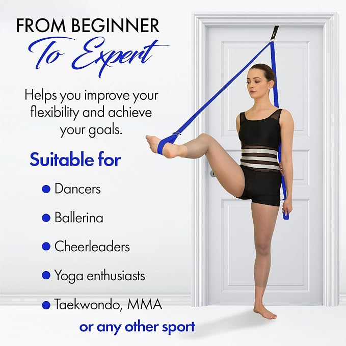 Stretching Strap with Door Anchor for Splits and Flexibility Training | Improve Leg Flexibility at Home, Ideal for Ballet, Dance, Cheerleading, Yoga, Pole Dance and Gymnastics