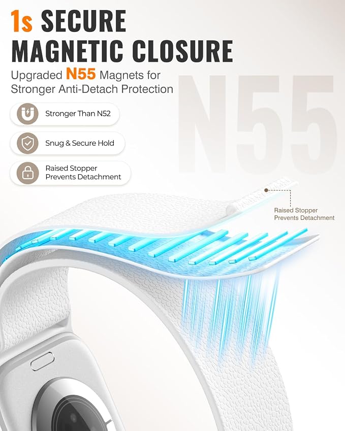 Magnetic Silicone Sport Band for Apple Watch 42mm 46mm 49mm 38mm 40mm 41mm 44mm 45mm Men Women, Patented Auto Lock Breathable Soft Loop for iWatch Ultra SE Series 11 10 9 8 7 6 5 4 3 2 1 All Day Comfort