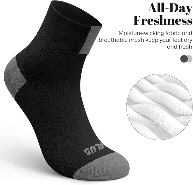 Ankle Compression Socks for Women 6 Pairs, Running Socks with Arch Support | Moisture Wicking Cushioned Plantar Fasciitis Socks for Walking, Jogging, Climbing, Tennis, Golf, Fitness and Everyday Use