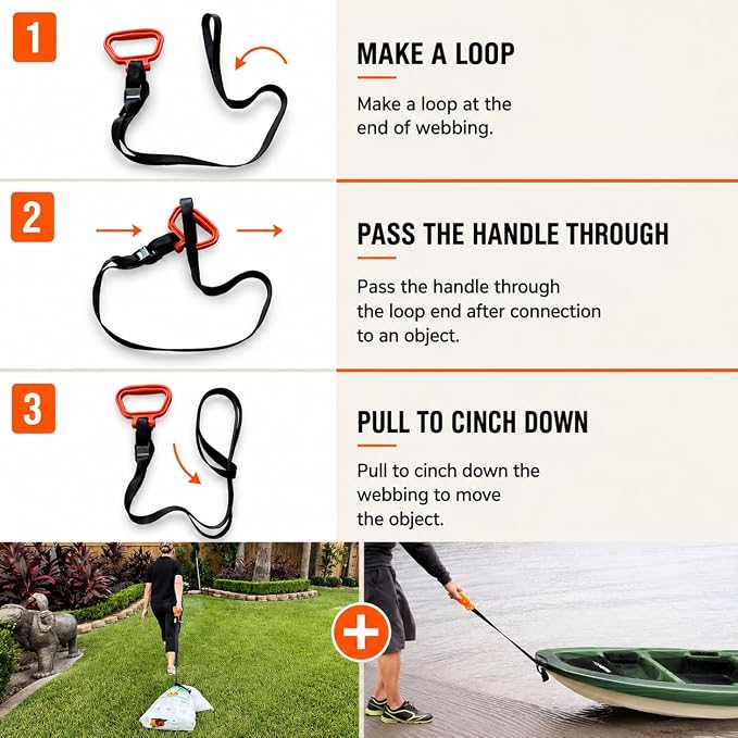 MULTUS Handle and Haul Moving Strap, 1 Handle - 1-Person Lift | 250 lb capacity, adjustable cam buckle; carries boxes, furniture, camping & hunting gear solo