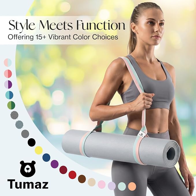 Yoga Mat Strap Adjustable Carrier for All Yoga Mats, 2 Sizes | Extra Thick Cotton Blend |16+ colors are available | Fits Most Yoga Mats | Soft Woven Texture | Comfortable Shoulder Carry