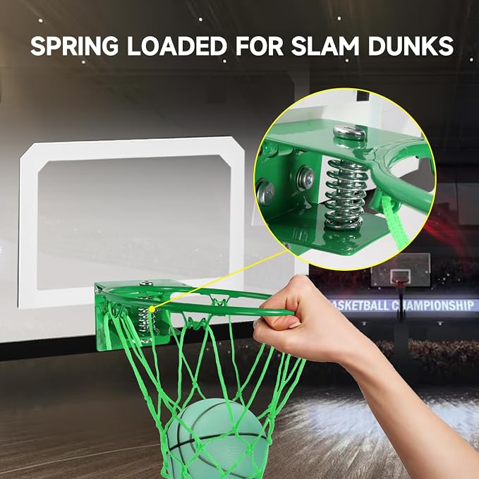 GSE Over-The-Door Basketball Hoop with Basketball & Pump, for Home & Office | Wall-Mounted Basketball Hoop Complete Accessories, Clear Impact-Resistant PC Backboard, PVC Basketball, Several Style Choice