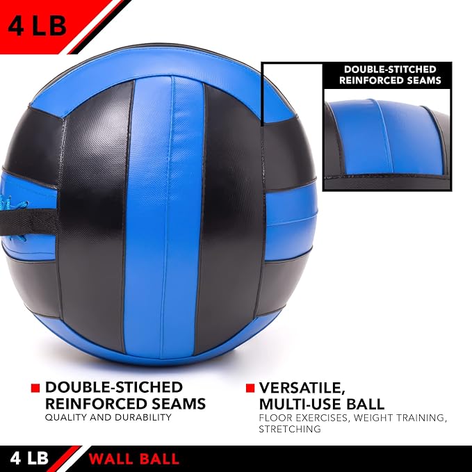 JFit Wall Ball – Premium Soft Weighted Exercise Ball for Strength, Conditioning, Gym & Home Workouts, 4-30 LB