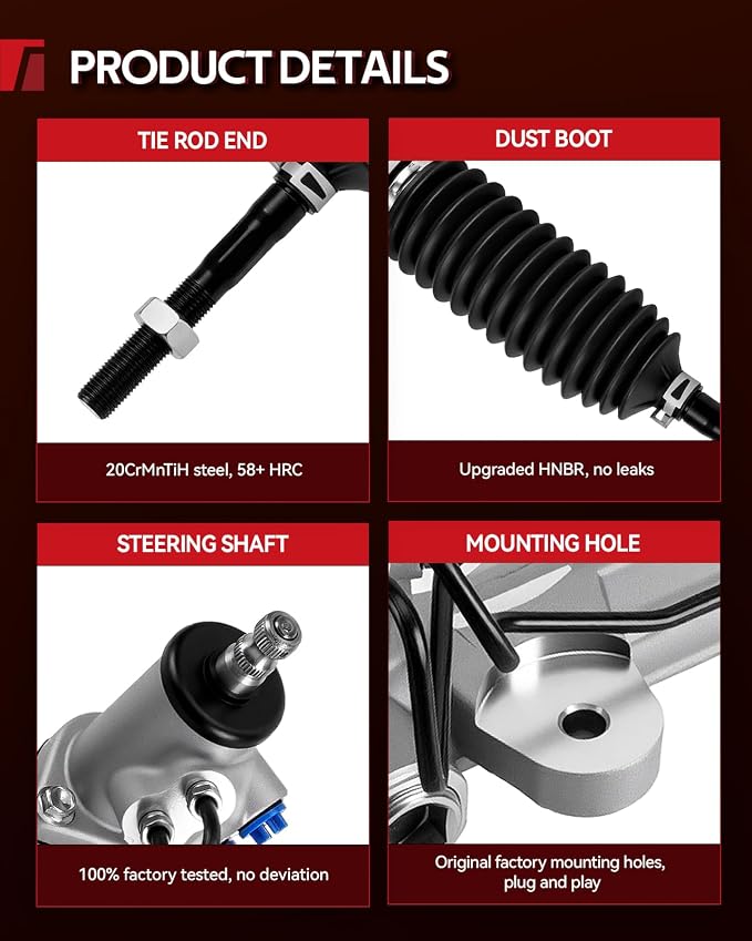 Torchbeam Power Steering Rack & Pinion Assembly Fit for 2007 2008 2009 Santa Fe, Hydraulic System Steering, Replaces OEM 26-2425