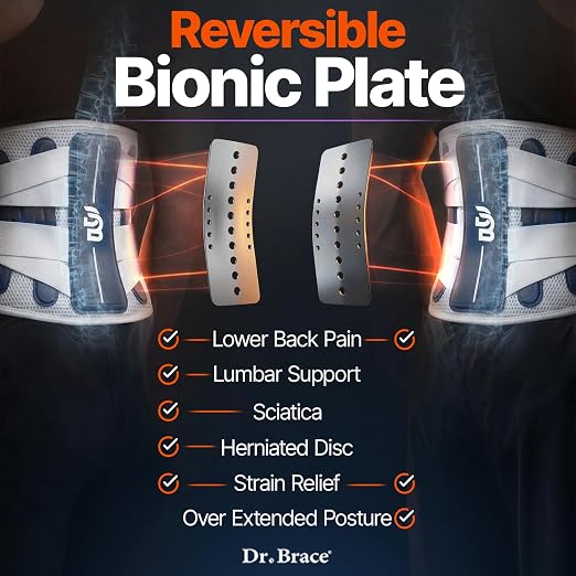 DR. BRACE® Lower Back Brace for Men & Women for Lower Back Pain Relief, Revolutionary Versatile Splints System & Removable Lumbar Pad, Adjustable & Breathable Back Support Brace