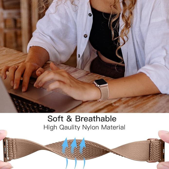 Lerobo Stretchy Nylon Solo Loop Band, Compatible with Apple Watch Series 11 10 9 8 7 6 5 4 3 SE3/2/1 Ultra3/2/1, Adjustable Strap for iwatch Band 44mm 45mm 46mm 49mm 42mm 40mm 41mm 38mm for Women Men