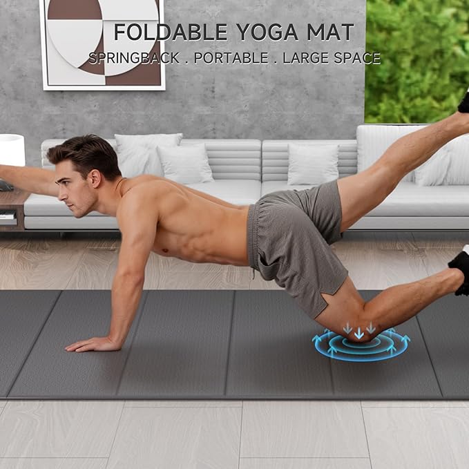 7-Fold Yoga Mat 74"x31" | 0.31 Inch Thick, Extra Wide Non-Slip POE Mat, For Travel, Storage, Yoga, Pilates, Meditation & Home Gym