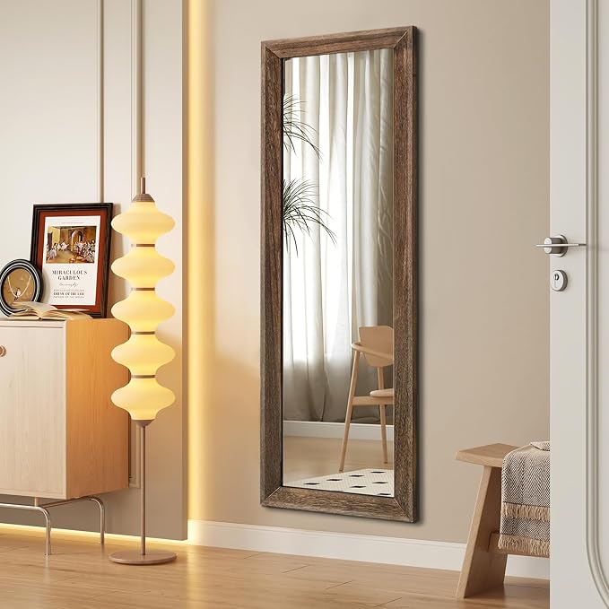 AAZZKANG Hanging Mirror Full Length Vintage Large Mirrors Wooden Framed | 47"x16" Bedroom Living Room Bathroom Entryway Wall Mounted Mirror Vertically or Horizontally