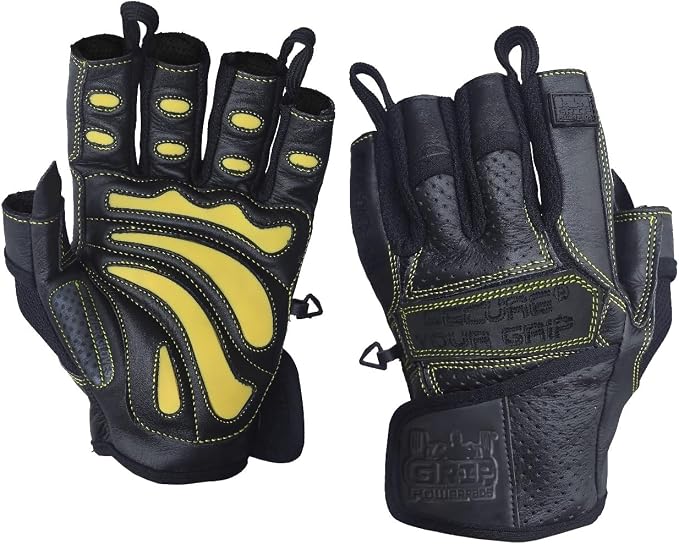 Elite Leather Gym Gloves – Grip & Comfort Design for Weightlifting, Powerlifting, Bodybuilding & Strength Training Workouts for Men & Women