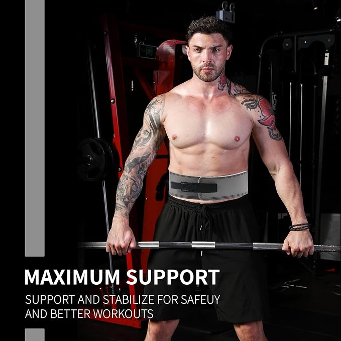 Genuine Leather Weight Lifting Belt with Lever Buckle, 10mm Thick 4" Leather Lumbar Back Support, Gym Belts Ideal for Training, Weightlifting, Bodybuilding, Squats and Deadlifts