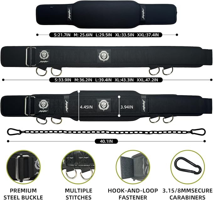 2-in-1 Weightlifting Belt & Dip Belt with Chain for Added Weight Training,Weightlifting, Squats, Deadlifts,Powerlifting for Men & Women
