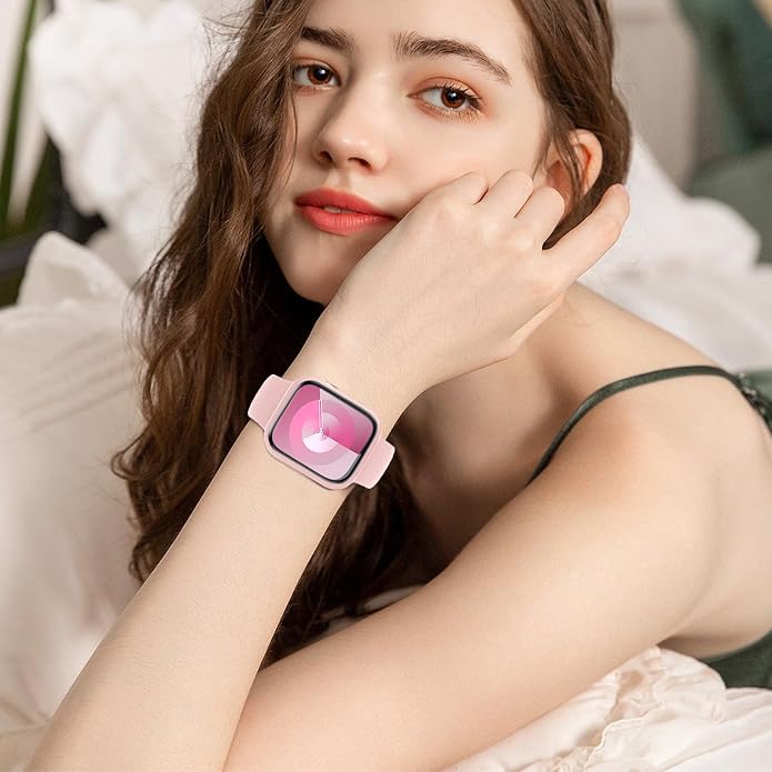 Sport Band and Case for Apple Watch Band 40mm 44mm 46mm 42mm 41mm 45mm 38mm iWatch Bands for Women/Men,Silicone Waterproof Strap with Cover Combo for Apple Watch Series 11 10 9 8 7 6 5 4 SE Ultra/2 3
