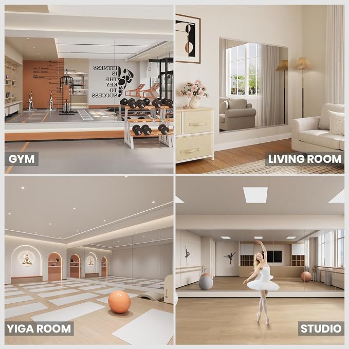 LOVMOR Home Gym Mirror 60"x48" 1 Pack, Wall Mounted Frameless Home Decor Mirror, Full Length for Yoga Dancing Room Living Room Bathroom