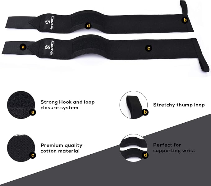 AQF Wrist Wraps for Weightlifting & Powerlifting, 18" USPA Approved (Pair)