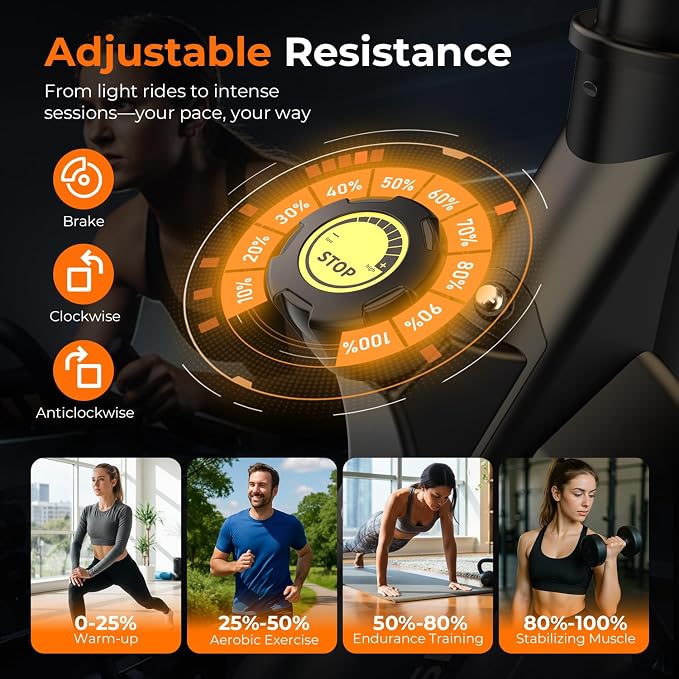 OWLSKY Exercise Bike with APP,Magnetic Resistance Bike, 300 lbs Capacity Quiet Stationary Bike for Home Gym, Cardio Bike Workout, Adjustable Seat & Tablet Holder