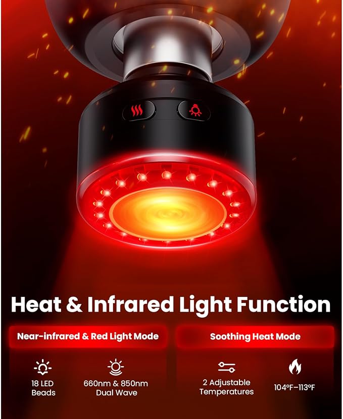 BOB AND BRAD X6 Ultra Massage Gun with Heat & Infrared Light, FSA Eligible | HSA Professional Percussion Deep Tissue Muscle Massager Gun for Athletes, Metal Head, 5 Speed, 6 Replacements, Birthday Gifts
