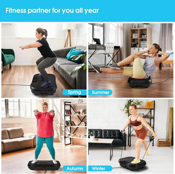 SoftGym Vibration Plate Exercise Machine for Lymphatic Drainage & Fitness | Quiet Heavy Duty 450lbs Capacity Platform, 120 Speeds Shake Machine with Resistance Bands for Home Muscle Activation